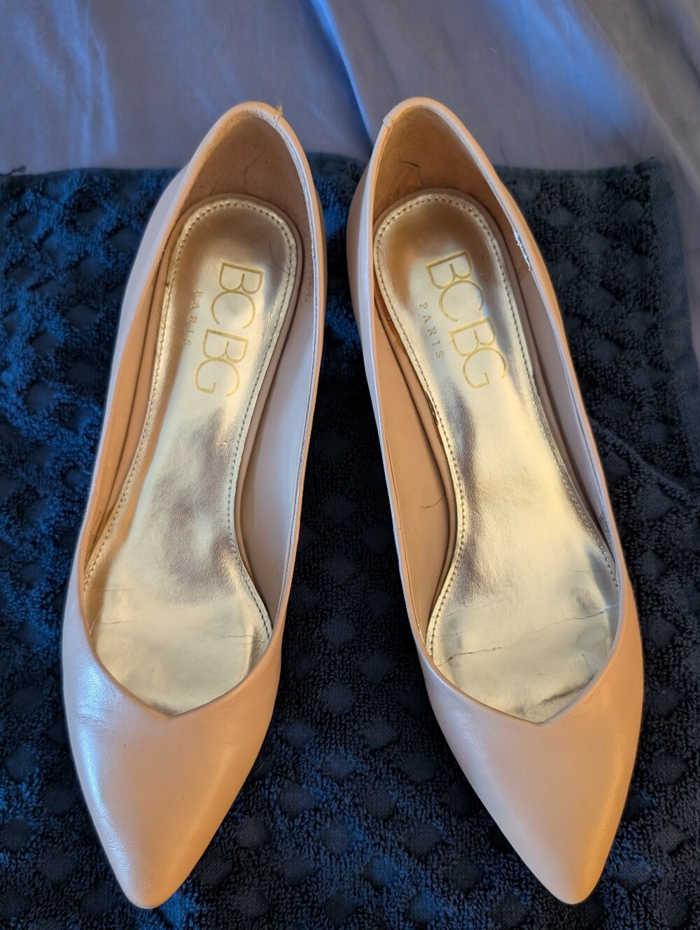 BCBG Paris Jarry Salmon Pink Nappa Leather Low Heel Pumps